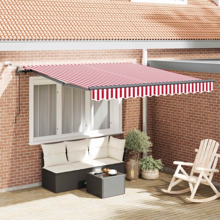 Auvent rétractable Rouge et Blanc 350 x 250 cm Polyester 620430620430