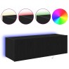 Meuble TV mural avec LED 2 pcs Chêne noir 100 x 35 x 31 cm 620435620435