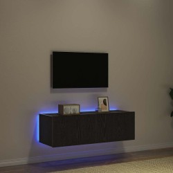 Meuble TV mural avec LED 2 pcs Chêne noir 100 x 35 x 31 cm 620435620435