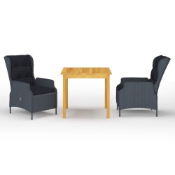 Ensemble à manger de jardin 3 pcs Gris foncé 620443620443