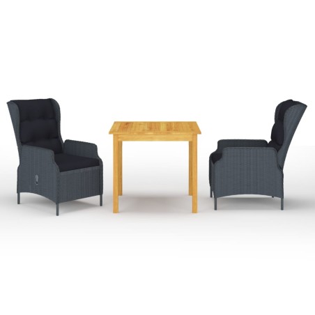Ensemble à manger de jardin 3 pcs Gris foncé 620443620443