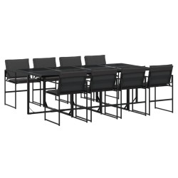 Ensemble à manger de jardin avec coussins 9 pcs noir textilène 620445620445
