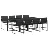 Ensemble à manger de jardin avec coussins 9 pcs noir textilène 620445620445