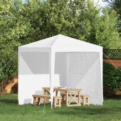 Mur de tente de fête 2 pcs Blanc 200 x 195 cm PE et acier 620453620453