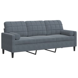 Canapé 3 places avec oreillers gris foncé 180 cm velours 620461620461