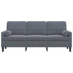 Canapé 3 places avec oreillers gris foncé 180 cm velours 620461620461