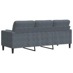 Canapé 3 places avec oreillers gris foncé 180 cm velours 620461620461