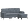 Canapé à 3 places avec repose-pieds Gris foncé 180 cm Velours 620463620463