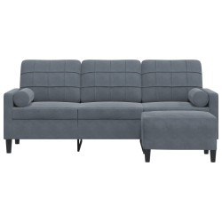 Canapé à 3 places avec repose-pieds Gris foncé 180 cm Velours 620463620463