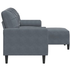 Canapé à 3 places avec repose-pieds Gris foncé 180 cm Velours 620463620463