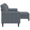 Canapé à 3 places avec repose-pieds Gris foncé 180 cm Velours 620463620463