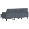 Canapé à 3 places avec repose-pieds Gris foncé 180 cm Velours 620463620463