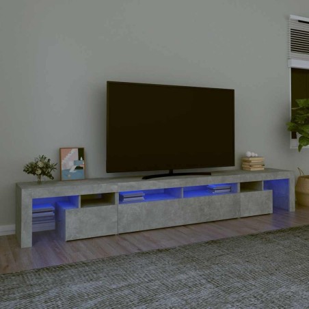Meuble TV avec lumières LED Gris béton 260x36,5x40 cm 620492620492