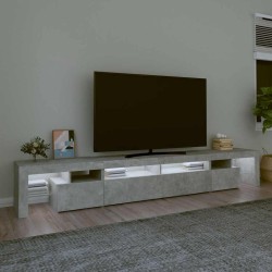 Meuble TV avec lumières LED Gris béton 260x36,5x40 cm 620492620492