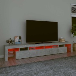 Meuble TV avec lumières LED Gris béton 260x36,5x40 cm 620492620492