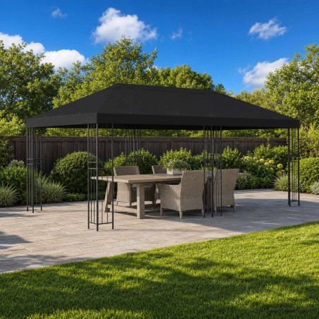 Housse de canopée de gazebo 6 x 3 m Noir Polyester 190 620494620494