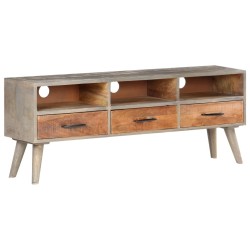 Meuble TV Gris 130x35x51 cm Bois massif de manguier brut 620497620497