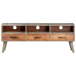 Meuble TV Gris 130x35x51 cm Bois massif de manguier brut 620497620497