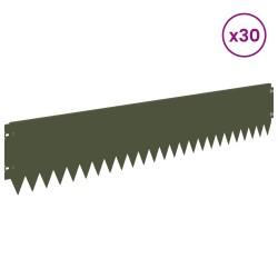 Bordure de Pelouse 30 pcs 103 x 20 cm Acier Vert olive 620509620509