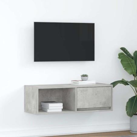 Meuble TV gris béton 80x31x25,5 cm bois d'ingénierie 620510620510