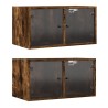 Armoires murales et portes vitrées 2pcs chêne fumé 68,5x37x35cm 620512620512