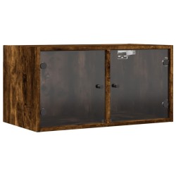 Armoires murales et portes vitrées 2pcs chêne fumé 68,5x37x35cm 620512620512