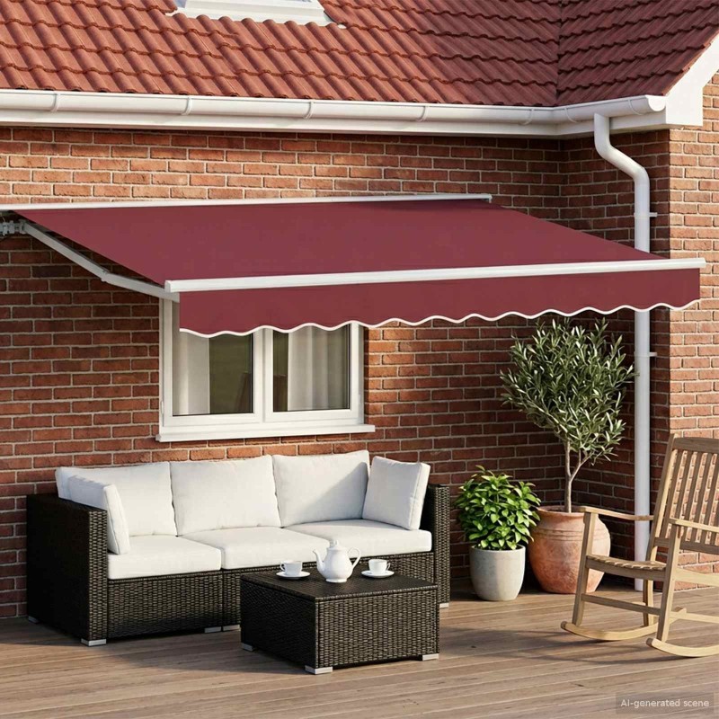 Auvent rétractable électrique Bourgogne et Blanc 3,5 x 2 m 620525620525