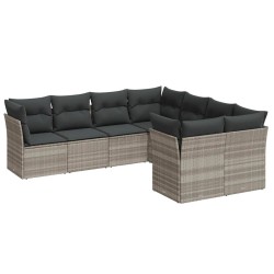 Salon de jardin 8 pcs avec coussins gris clair résine tressée 620528620528