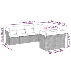 Salon de jardin 8 pcs avec coussins gris clair résine tressée 620528620528