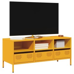 Meuble TV jaune moutarde 101,5x39x43,5 cm acier laminé à froid 620532620532