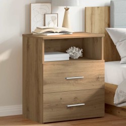 Table de chevet chêne artisanal 50x32x60 cm bois d'ingénierie 620559620559