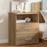 Table de chevet chêne artisanal 50x32x60 cm bois d'ingénierie 620559620559