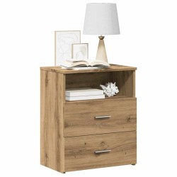 Table de chevet chêne artisanal 50x32x60 cm bois d'ingénierie 620559620559