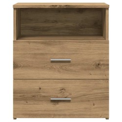 Table de chevet chêne artisanal 50x32x60 cm bois d'ingénierie 620559620559