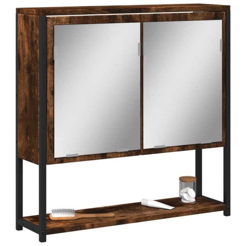 Armoire à miroir de salle de bain chêne fumé bois d’ingénierie 620563620563