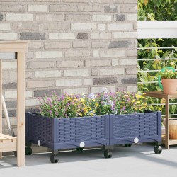 Jardinière avec Roues Gris Bleu 80 x 40 x 33 cm PP 620564620564
