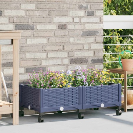 Jardinière avec Roues Gris Bleu 80 x 40 x 33 cm PP 620564620564