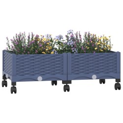 Jardinière avec Roues Gris Bleu 80 x 40 x 33 cm PP 620564620564