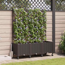 Bac de jardin avec treillis et roues 3 pc Marron PP 620570620570