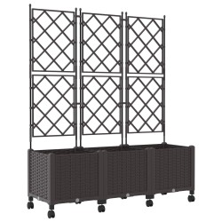 Bac de jardin avec treillis et roues 3 pc Marron PP 620570620570