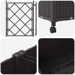 Bac de jardin avec treillis et roues 3 pc Marron PP 620570620570