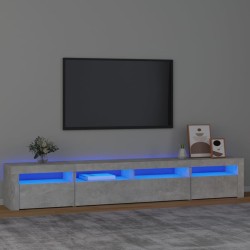 Meuble TV avec lumières LED Gris béton 240x35x40 cm 620571620571