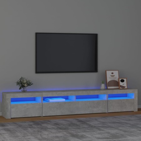 Meuble TV avec lumières LED Gris béton 240x35x40 cm 620571620571