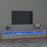 Meuble TV avec lumières LED Gris béton 240x35x40 cm 620571620571