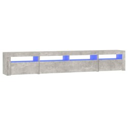 Meuble TV avec lumières LED Gris béton 240x35x40 cm 620571620571