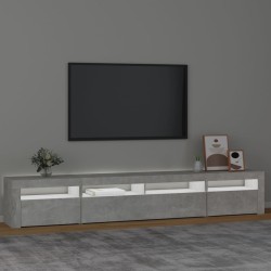 Meuble TV avec lumières LED Gris béton 240x35x40 cm 620571620571