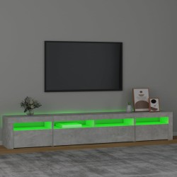 Meuble TV avec lumières LED Gris béton 240x35x40 cm 620571620571