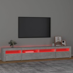 Meuble TV avec lumières LED Gris béton 240x35x40 cm 620571620571