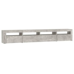 Meuble TV avec lumières LED Gris béton 240x35x40 cm 620571620571