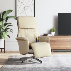 Fauteuil inclinable de massage avec repose-pieds crème tissu 620583620583